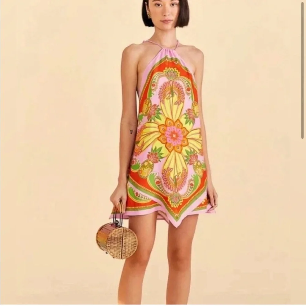 FARM Rio Beach Scarf Mini Dress Sz XS - Picture 3 of 7